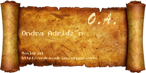Ondra Adrián névjegykártya